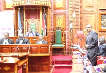 Hon Aden Abdikadir reads the report of the General Purpose Committee prior to the debate on  2018/2019 budget