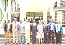EALA Speaker, Rt Hon Ngoga Karoli Martin (centre) in dark suit with representatives of the East Africa Small Scale farmers Forum who paid him a courtesy call this morning in Arusha
