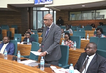 Hon Adan Mohammed ,  Kenya's Cabinet Secretary, Ministry of EAC and Regional Development makes his statement in the Assembly.