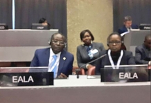 EALA Speaker, Rt Hon Martin Ngoga with EALA Memebrs at the 138th IPU Assembly in Geneva