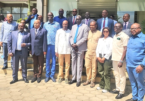 EALA Members of the Committee on Legal, Rules and Privileges pose for a group photo with Hon. Deng Alor Kuol, current EAC Chair Council of Ministers in Juba, South Sudan