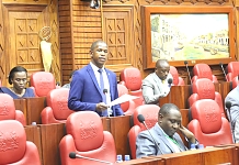 Hon Jean Claude Barimuyabo, Mover of the Resolution to urge the EAC Partner States to ensure the election of youths to the East African Legislative Assembly and in National Assemblies on the floor of the House