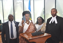 Hon Ndahayo takes the Oath of Allegiance as an Ex-Officio Member of the Assembly.