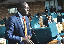 Hon Martin Ngoga addresses the House yesterday