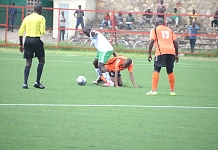 EAC Select side Striker, Hon Muhammad Nsereko outwits a player from the Hallelujah FC. Hallelujah FC won 4-1.