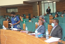 Deputy Prime Minister of Uganda and Minister for East African Community Affairs, Hon. Rebecca Alitwala Kadaga makes her statement in the Assembly.
