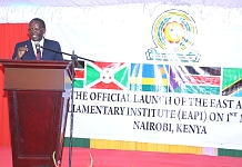 The EALA Speaker, Rt Hon Ngoga Martin officiates at the launch of the East African Parliamentary Institute EAPI.  The Centre of the Parliamentary Studies and Training (CPST) is to house EAPI.