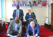Rt. Hon. Joseph Ntakirutimana, The Speaker of EALA and The President of AEPI, Brendan Howlin signing the Collaboration Agreement to Foster Regional Integration