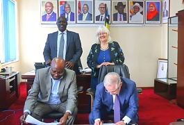 Rt. Hon. Joseph Ntakirutimana, The Speaker of EALA and The President of AEPI, Brendan Howlin signing the Collaboration Agreement to Foster Regional Integration