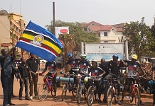 EALA Speaker, Rt Hon Daniel F. Kidega (left) flags off the team