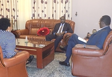 The EALA Speaker, Rt Hon Daniel F. Kidega (centre), with the President of the Rwanda Senate, Rt Hon Bernard Makuza (right) and Hon Patricia Hajabakiga, Chair of EALA Rwanda Chapter at the meeting yesterday